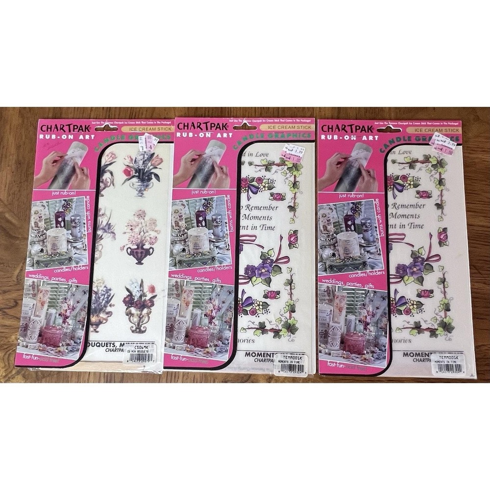 ChartPak Rub on Candle Graphics Transfers Moments & Bouquets New Mixed Lot